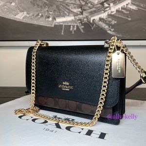 Coach Crossbody Purse Shoulder bag Signature Chain Three Ways Style
